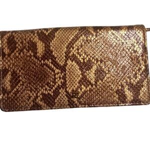 Rachel Zoe Aaliyah Metallic Brown Reptile Pattern Clutch Crossbody Purse